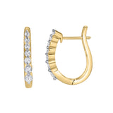 Dewdrop Cascading Diamond Huggie Hoop Earrings in 14K Yellow Gold