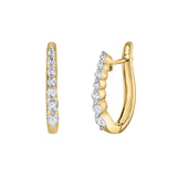 Dewdrop Cascading Diamond Huggie Hoop Earrings in 14K Yellow Gold