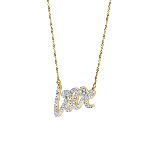 Lyana Graffiti Love Diamond Necklace in 14K Yellow Gold