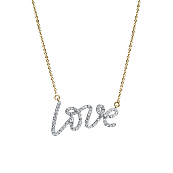Lyana Graffiti Love Diamond Necklace in 14K Yellow Gold