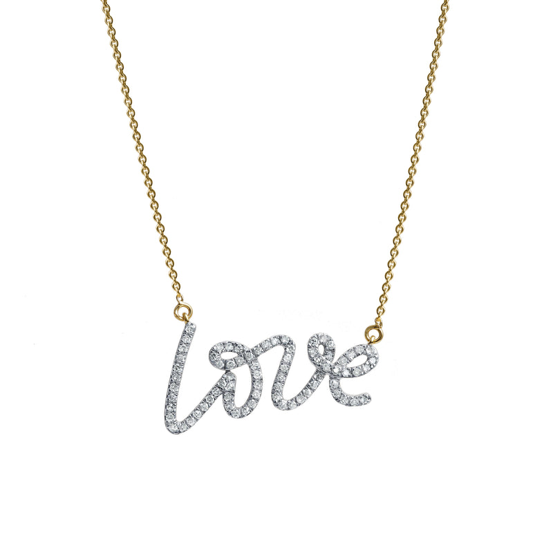 Lyana Graffiti Love Diamond Necklace in 14K Yellow Gold