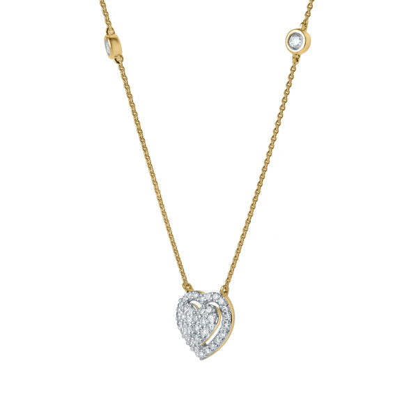 Mira Heart Diamond Necklace in 14K Yellow Gold