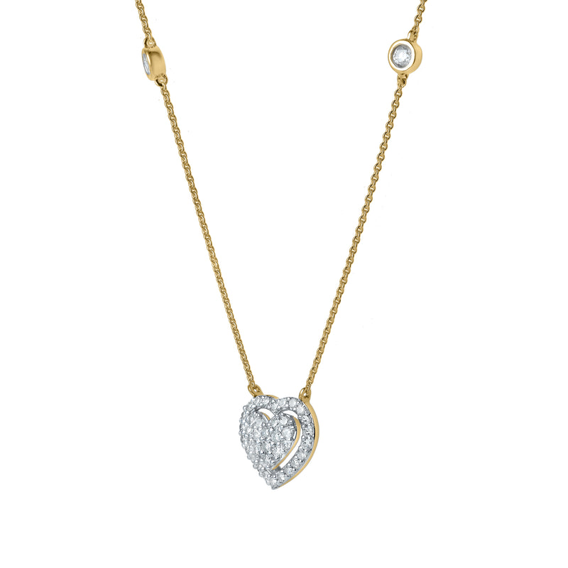 Mira Heart Diamond Necklace in 14K Yellow Gold