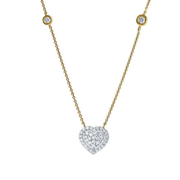 Mira Heart Diamond Necklace in 14K Yellow Gold