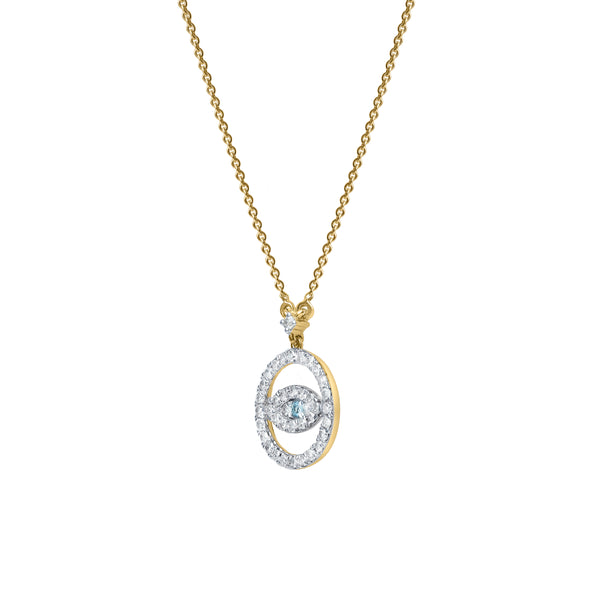 Ziva Round Diamond Evil Eye & Blue Topaz Necklace in 14K Yellow Gold