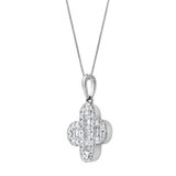 Alina Baguette & Round-Cut Diamond Clover Pendant with 14K White Gold Chain – 0.5 CTW