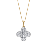Alina Baguette & Round-Cut Diamond Clover Pendant with 14K Yellow Gold Chain – 0.7 CTW