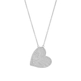 Aether Scattered Diamond Studded Heart Disc Pendant in 14K White Gold