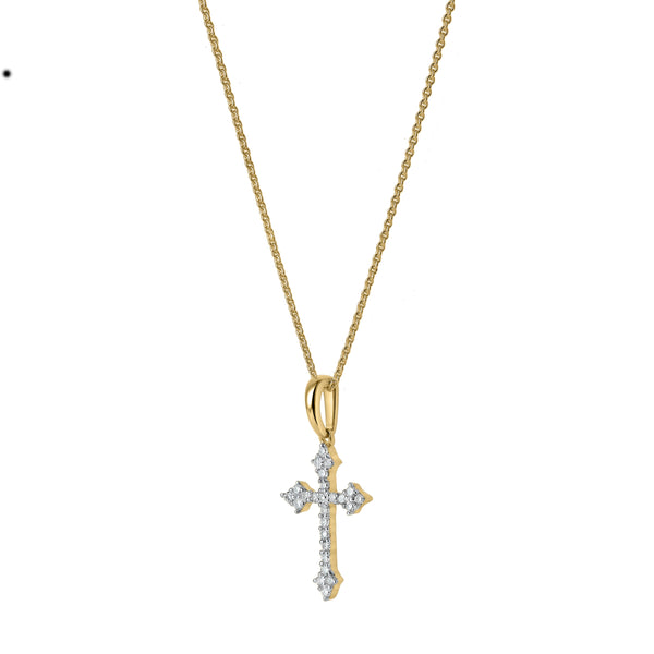 Lumina Cross Diamond Pendant in 14K Yellow Gold