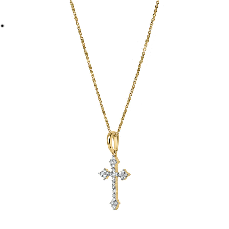 Lumina Cross Diamond Pendant in 14K Yellow Gold