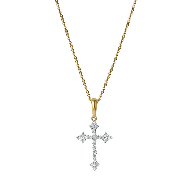 Lumina Cross Diamond Pendant in 14K Yellow Gold