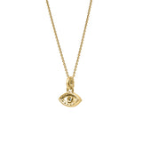 Zaria Diamond Evil Eye & Blue Topaz Pendant in 14K Yellow Gold