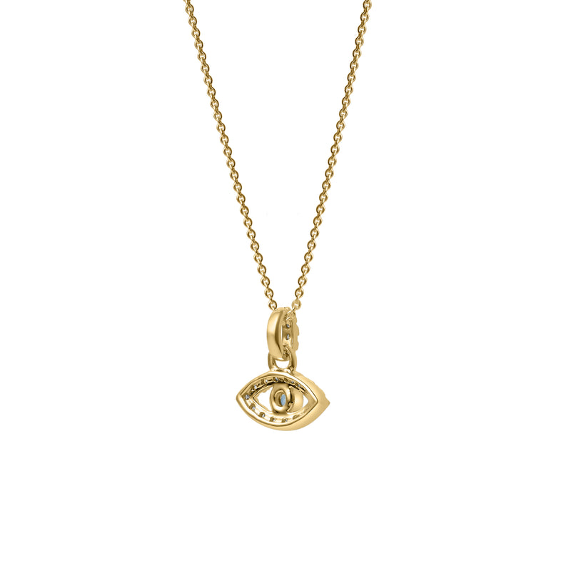 Zaria Diamond Evil Eye & Blue Topaz Pendant in 14K Yellow Gold