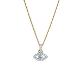 Zaria Diamond Evil Eye & Blue Topaz Pendant in 14K Yellow Gold