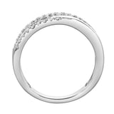 Nexus 14K White Gold Round Diamond Studded Crossover Band Ring - 0.24cts