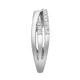 Nexus 14K White Gold Round Diamond Studded Crossover Band Ring - 0.24cts