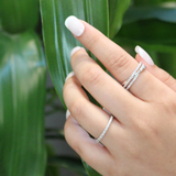 Nexus 14K White Gold Round Diamond Studded Crossover Band Ring - 0.24cts