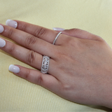 Xeno 14K White Gold Round Diamond Studded Textured Band Ring - 0.24cts