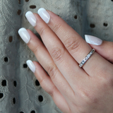 Eternity 14K White Gold Round Diamond Studded Stackable Band Ring - 0.11cts