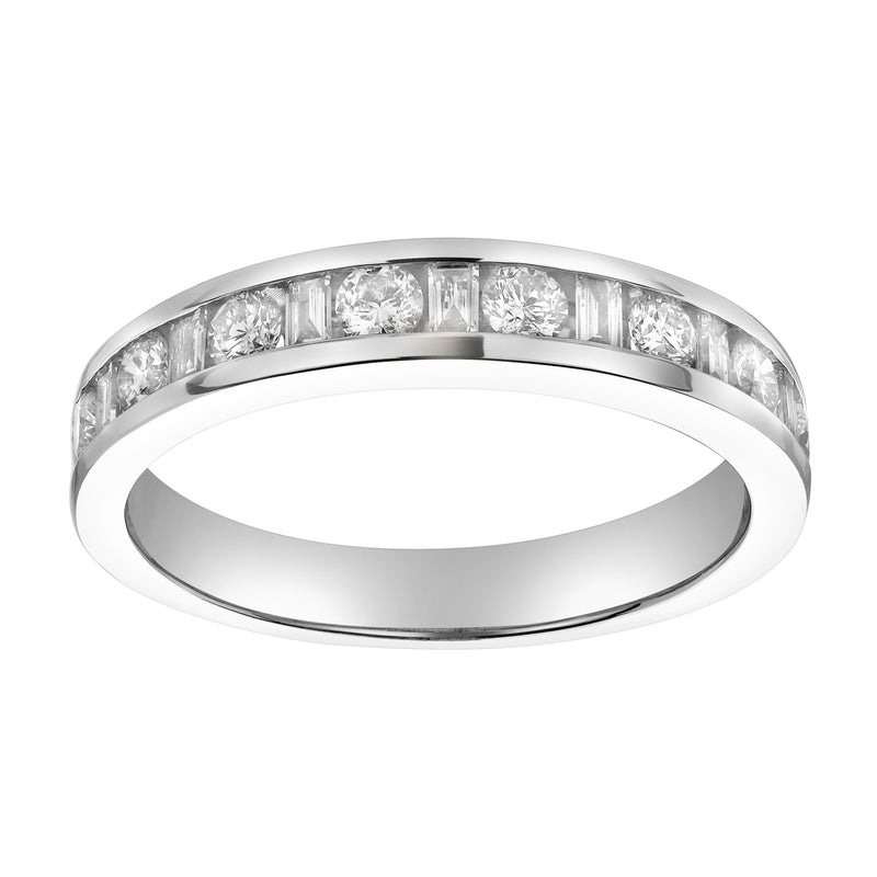 Amber 14K White Gold Round Diamond Studded Stackable Band Ring - 0.68cts