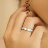 Helix 14K White Gold  Round Diamond Studded Band Ring - 1.04cts