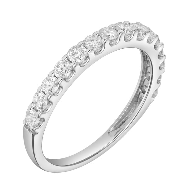 Aimee 14K White Gold Round Diamond Studded Half Eternity Band Ring - 0.75 ct