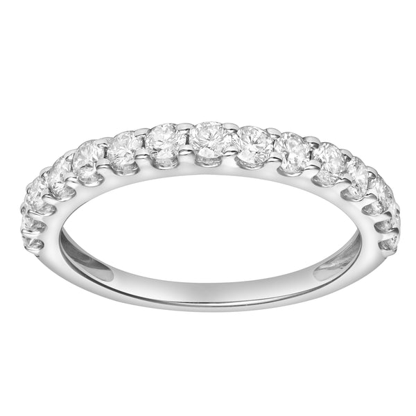 Francesca 14K White Gold Round Diamond Studded Half Eternity Band Ring - 0.5cts