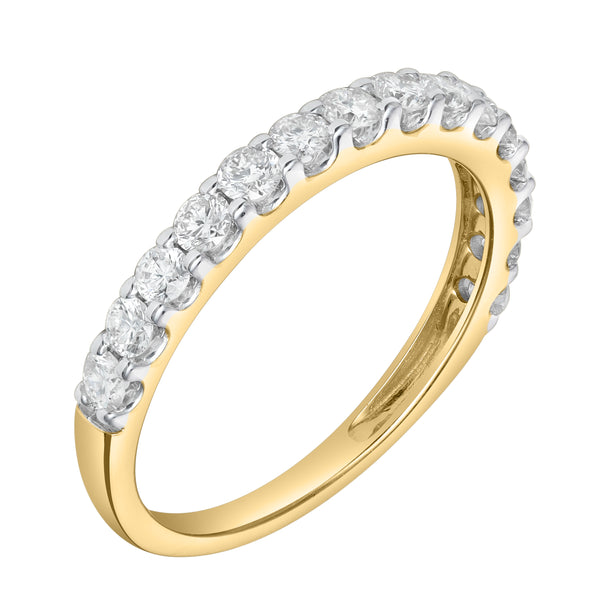 Aimee 14K Yellow Gold Round Diamond Studded Half Eternity Band Ring - 0.75 ct