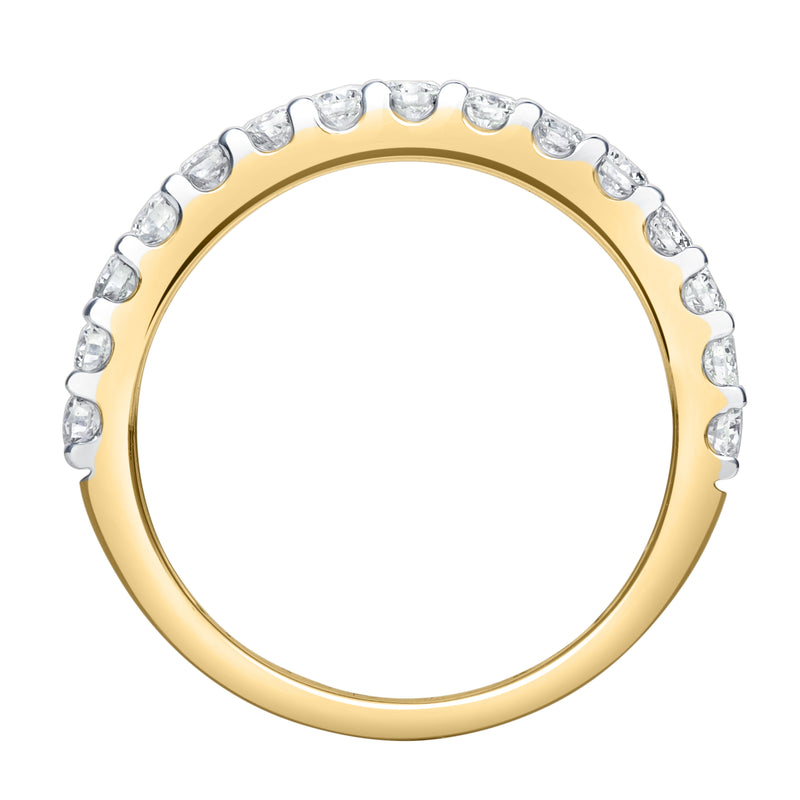 Francesca 14K Yellow Gold Round Diamond Studded Half Eternity Band Ring - 0.5 ct