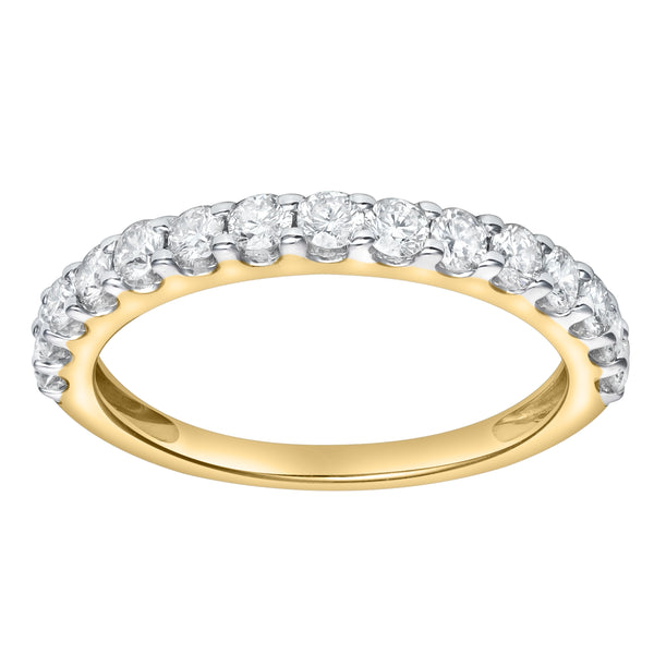 Francesca 14K Yellow Gold Round Diamond Studded Half Eternity Band Ring - 0.5 ct