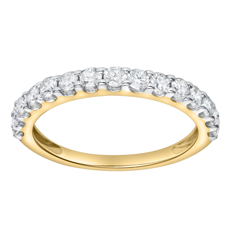 Francesca 14K Yellow Gold Round Diamond Studded Half Eternity Band Ring - 0.5 ct