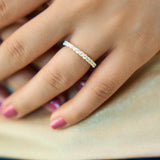 Aimee 14K Yellow Gold Round Diamond Studded Half Eternity Band Ring - 0.75 ct