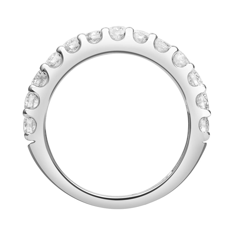 Aria 14K White Gold Round Diamond Studded Half Eternity Band Ring - 1 ct