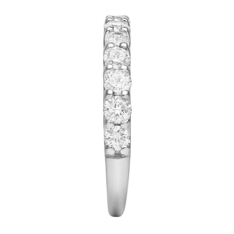 Aria 14K White Gold Round Diamond Studded Half Eternity Band Ring - 1 ct
