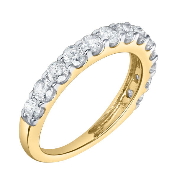 Aria 14K Yellow Gold Round Diamond Studded Half Eternity Band Ring - 1 ct