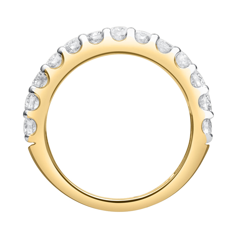 Aria 14K Yellow Gold Round Diamond Studded Half Eternity Band Ring - 1 ct