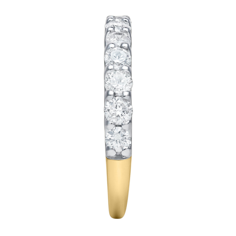 Aria 14K Yellow Gold Round Diamond Studded Half Eternity Band Ring - 1 ct