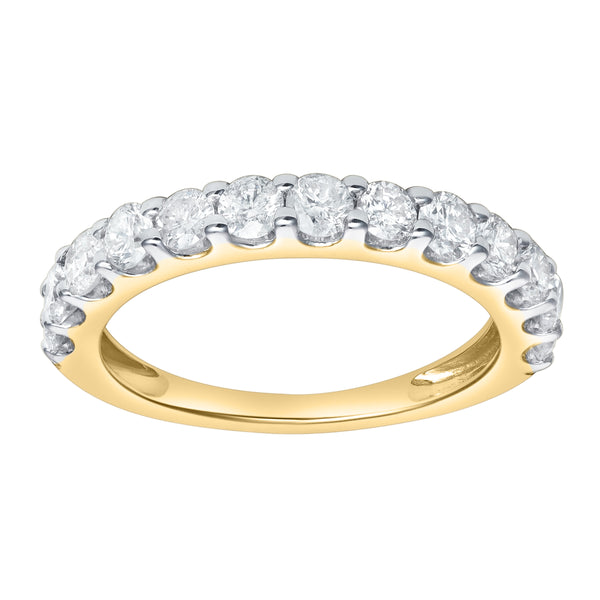 Aria 14K Yellow Gold Round Diamond Studded Half Eternity Band Ring - 1 ct