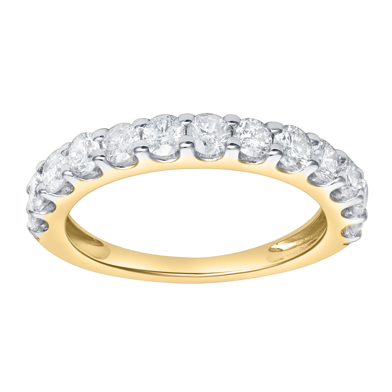 Aria 14K Yellow Gold Round Diamond Studded Half Eternity Band Ring - 1 ct