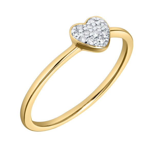 Thea Diamond Pave Heart Ring in 14K Yellow Gold - 0.09 ct