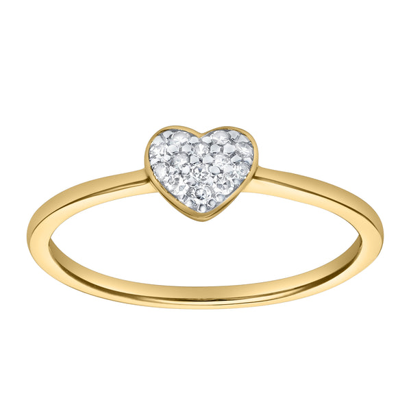 Thea Diamond Pave Heart Ring in 14K Yellow Gold - 0.09 ct