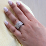 Vero 14K White Gold Round Diamond Studded Dome Ring - 1.34cts