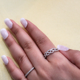 Solace 14K White Gold  Round Diamond Studded Infinity Ring - 0.21cts