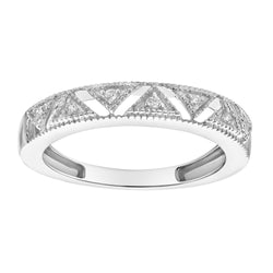Prism 14K White Gold Round Diamond Studded Stackable Ring - 0.05cts