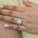 Nebula 14K White Gold Round Diamond Studded Halo Cluster Ring - 1cts