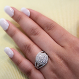 Imperium 14K White Gold Round Diamond Studded Double Halo Ring - 0.99cts