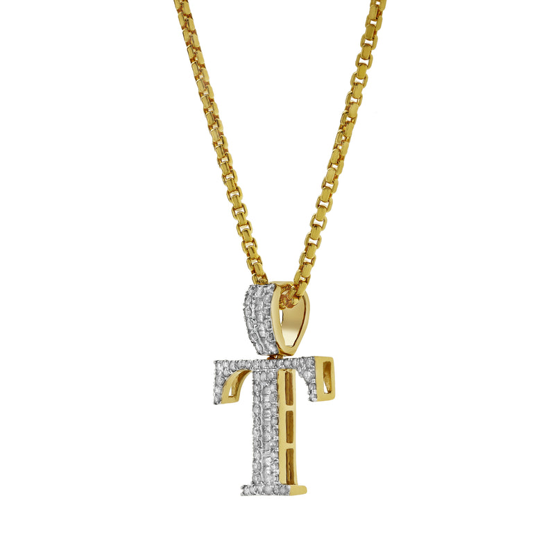 T Initial Diamond Pendant 10K Yellow Gold - 0.59 Carats