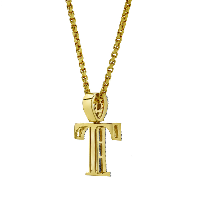 T Initial Diamond Pendant 10K Yellow Gold - 0.59 Carats