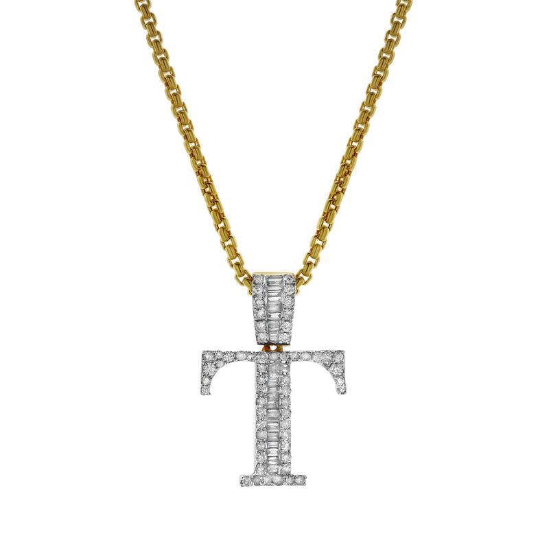 T Initial Diamond Pendant 10K Yellow Gold - 0.59 Carats