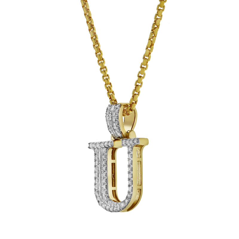 U Initial Diamond Pendant 10K Yellow Gold - 0.69 Carats